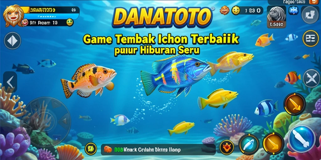 Tampilan gameplay seru dari aplikasi DANATOTO saat menangkap ikan.