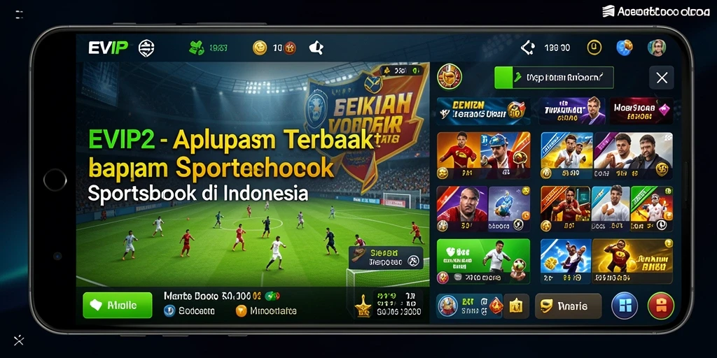 Tampilan antarmuka EVIP2 dengan fitur taruhan olahraga yang lengkap.