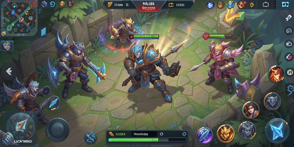 Tampilan gameplay seru dalam LUCKYMINO, penuh strategi dan aksi.