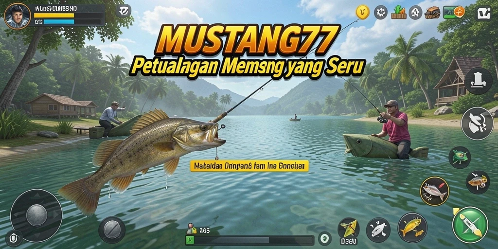 Tampilan gameplay nyata di <strong>MUSTANG77</strong> dengan suasana memancing yang memukau.