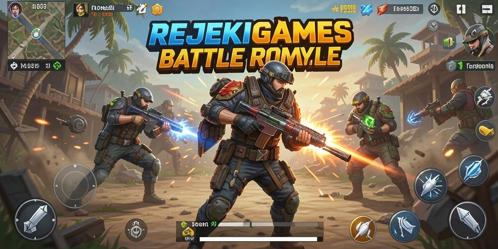 Tangkapan layar menampilkan aksi seru dalam permainan Battle Royale.
