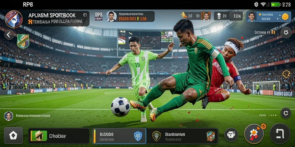Screenshot gameplay RP8 menunjukkan taruhan olahraga yang menarik.
