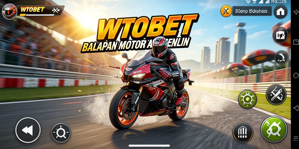 Tampilan gameplay balapan motor yang mendebarkan dan aksi cepat.